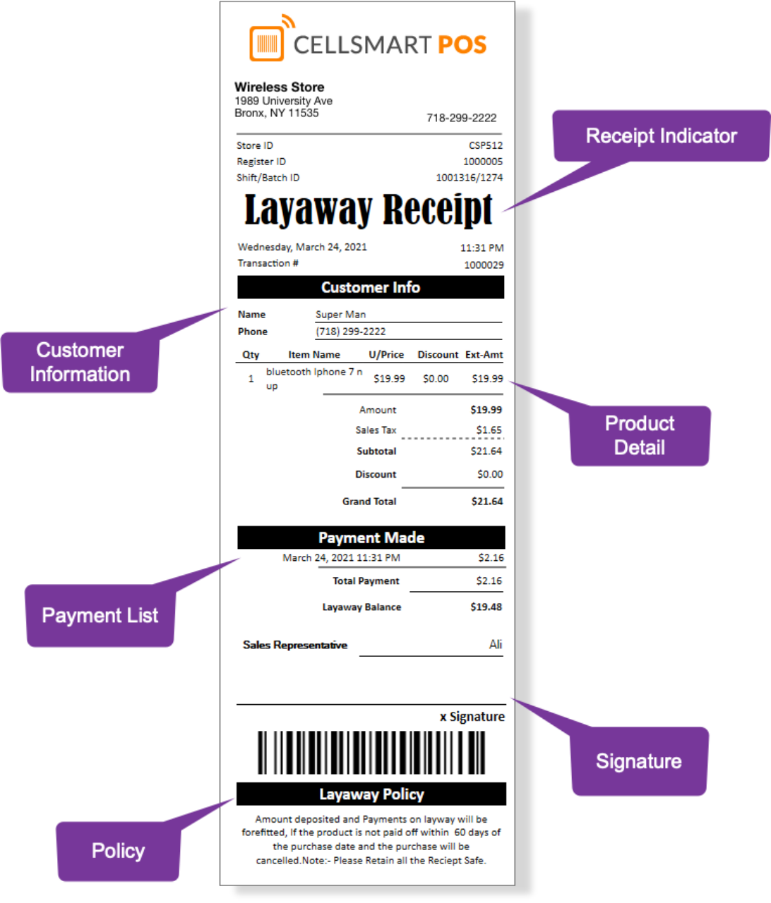 layaway ticket