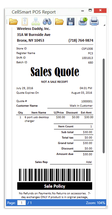 Sale Quote